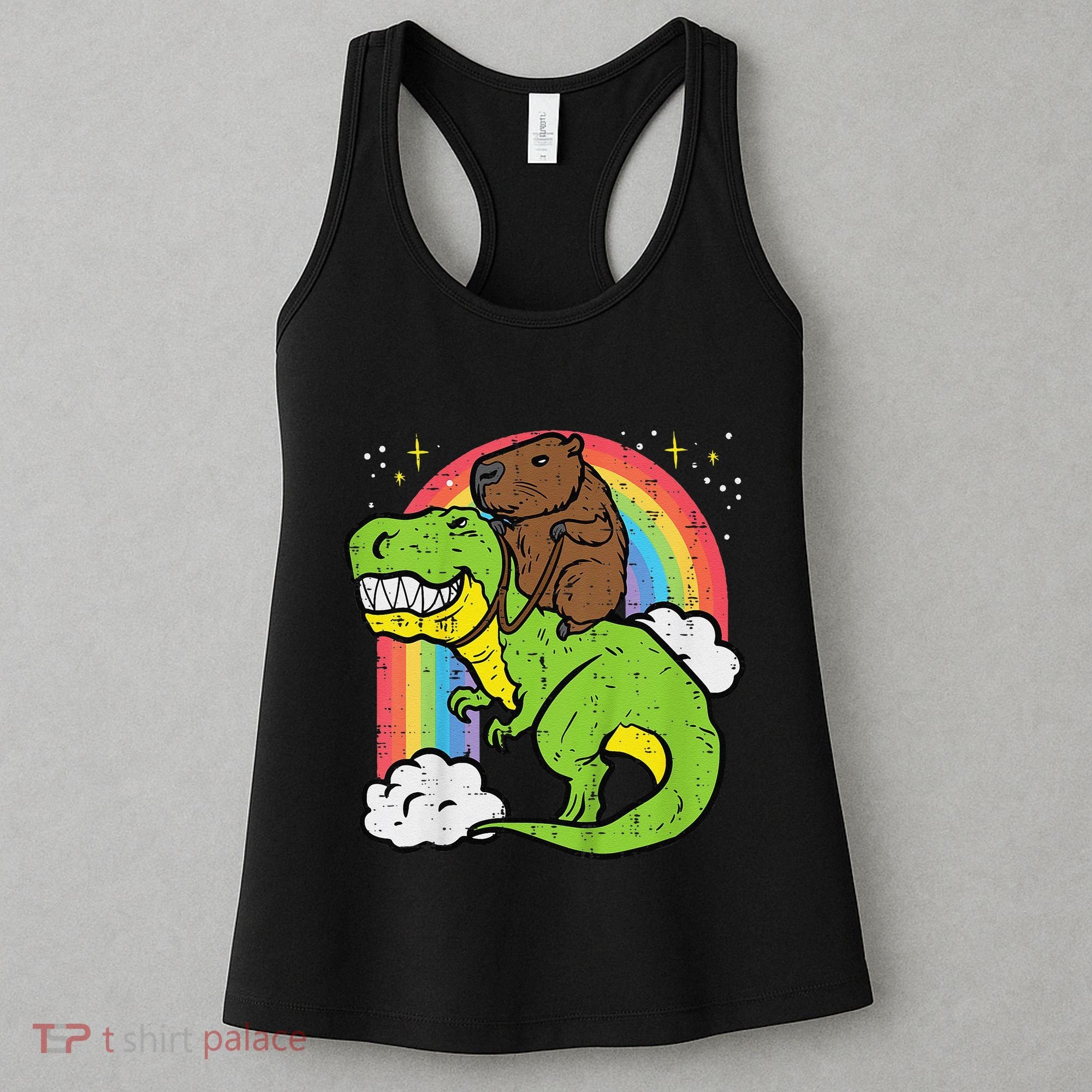 Capybara Riding Trex Dino Cute Capy Rodent Women's Tank Top