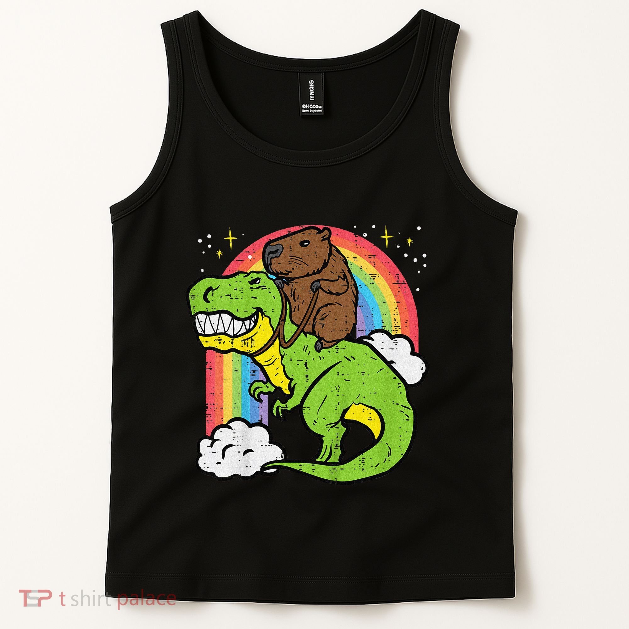 Capybara Riding Trex Dino Cute Capy Rodent Tank Top