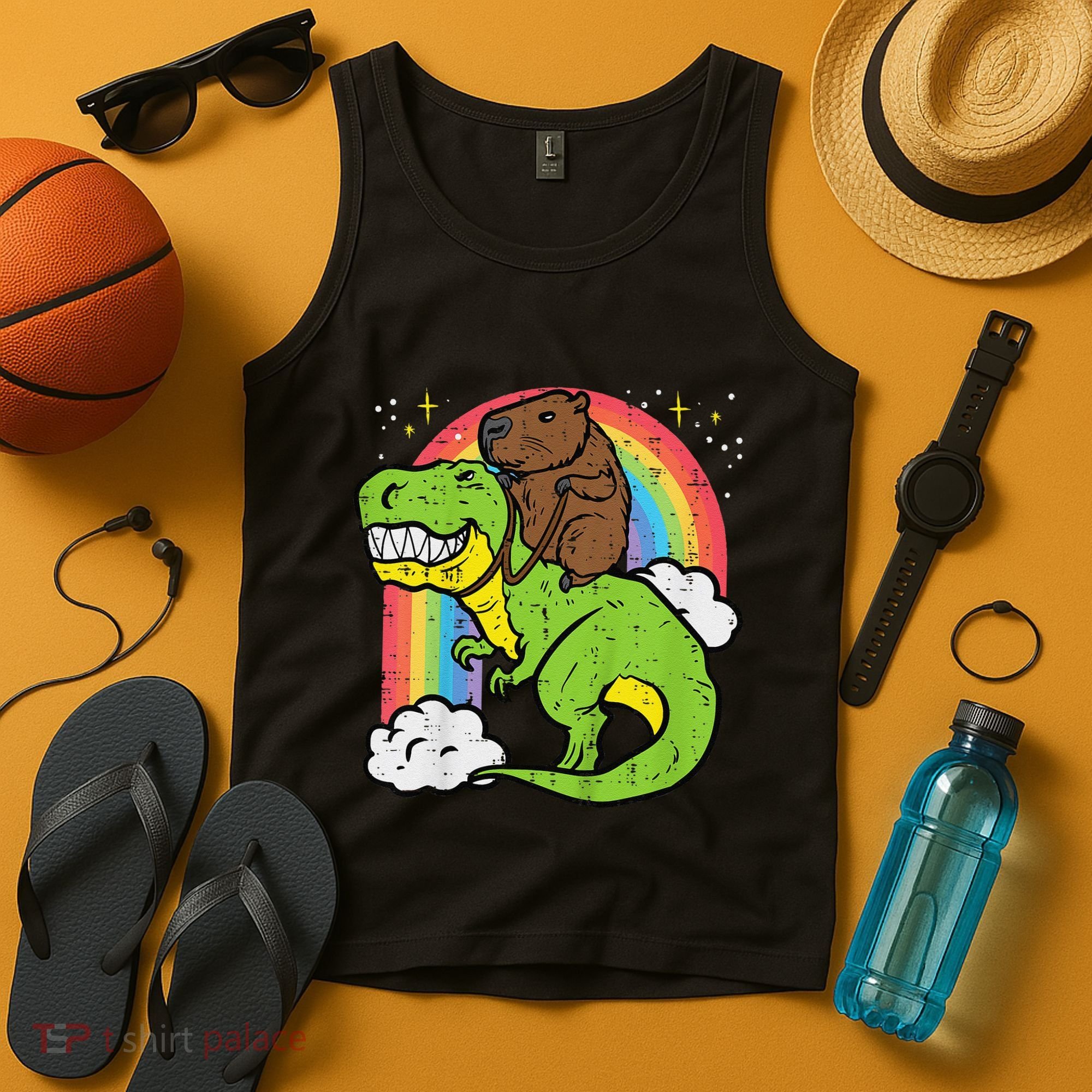 Capybara Riding Trex Dino Cute Capy Rodent Tank Top