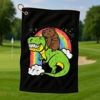 Capybara Riding Trex Dino Cute Capy Rodent Golf Towel thumb 1