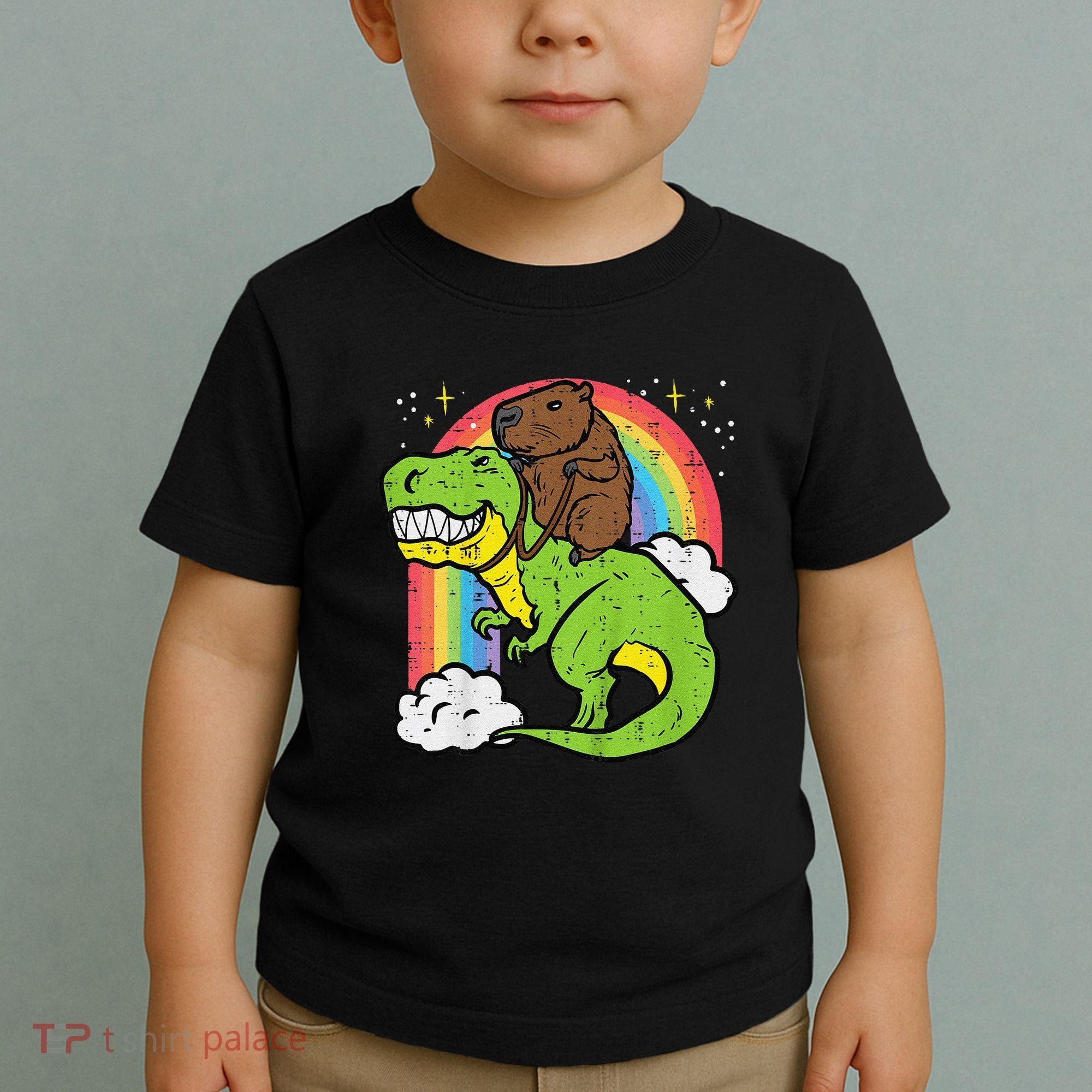 Capybara Riding Trex Dino Cute Capy Rodent Toddler T-Shirt