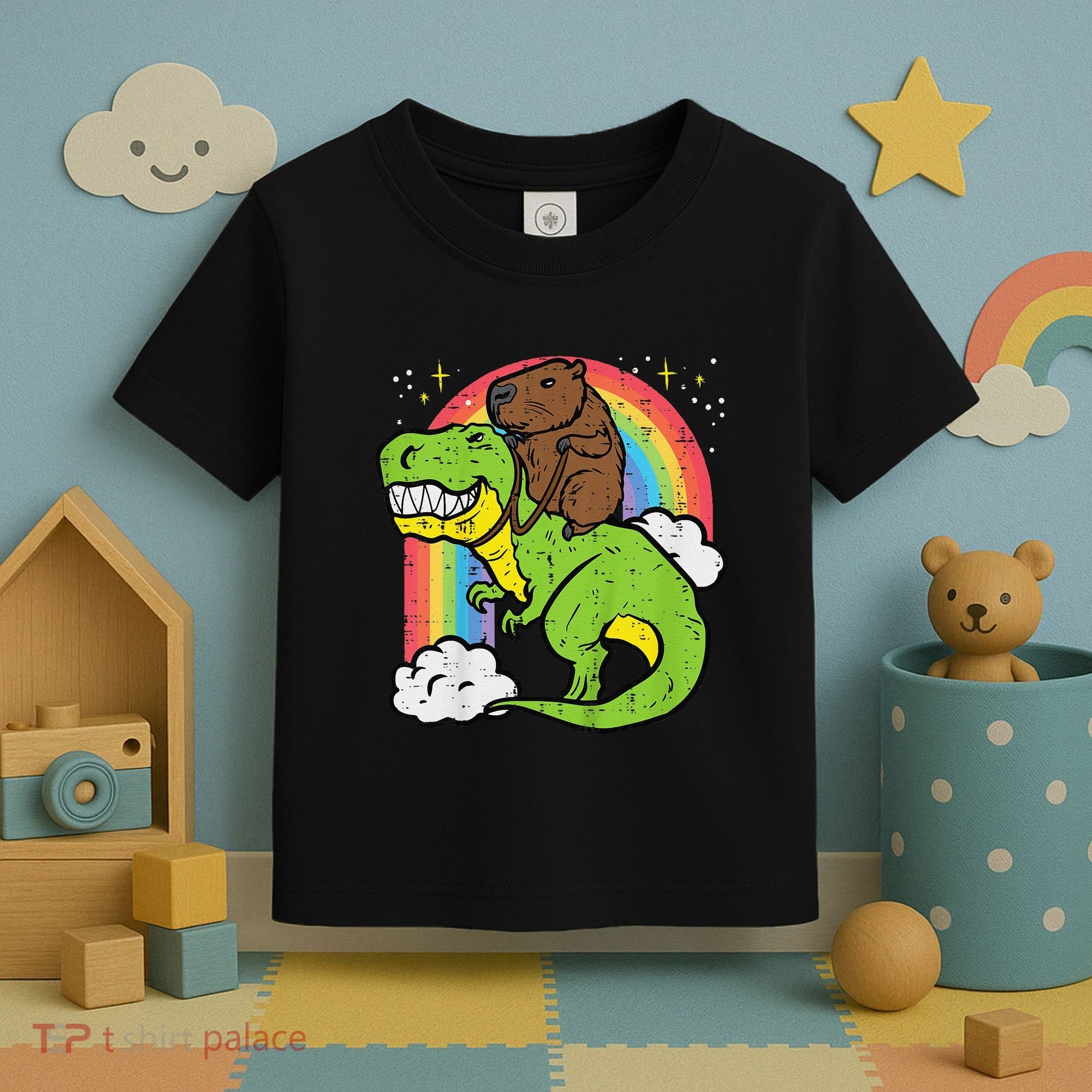 Capybara Riding Trex Dino Cute Capy Rodent Toddler T-Shirt