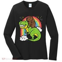 Capybara Riding Trex Dino Cute Capy Rodent Women's Long Sleeve Shirt thumb 0