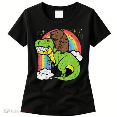 Capybara Riding Trex Dino Cute Capy Rodent Women's T-Shirt