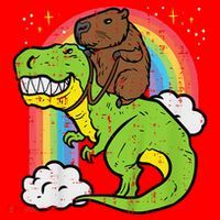 Capybara Riding Trex Dino Cute Capy Rodent Santa Hat thumb 1