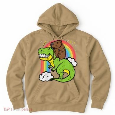 Capybara Riding Trex Dino Cute Capy Rodent Hoodie