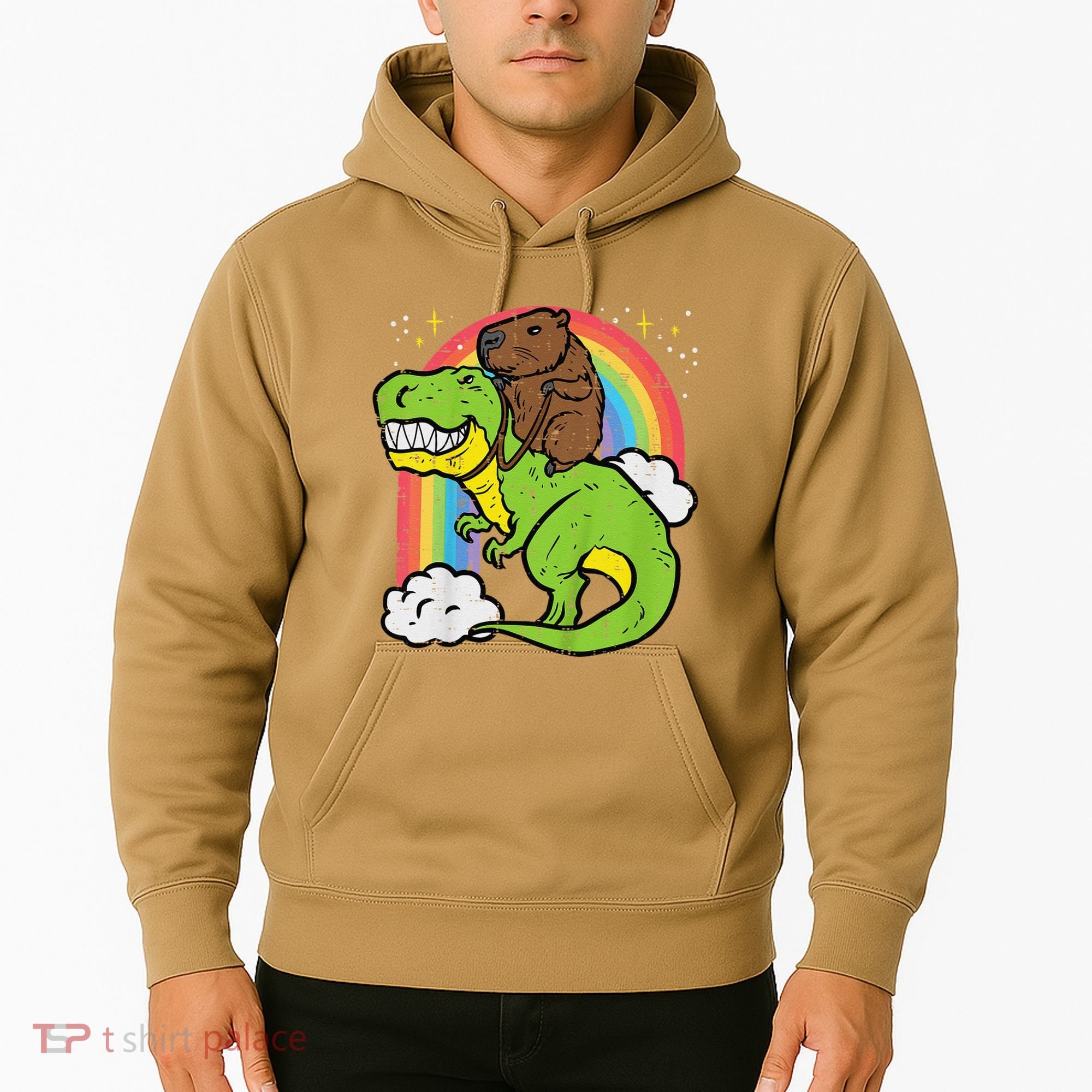 Capybara Riding Trex Dino Cute Capy Rodent Hoodie