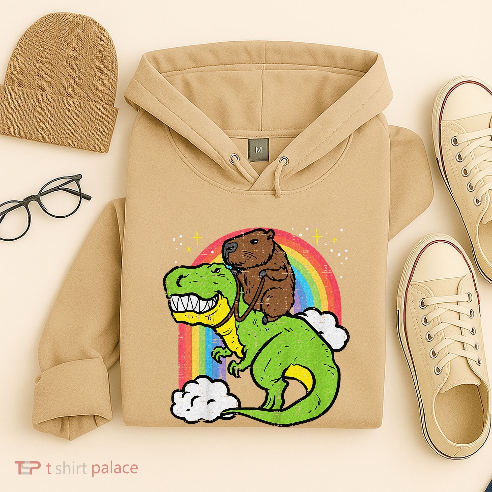 Capybara Riding Trex Dino Cute Capy Rodent Hoodie
