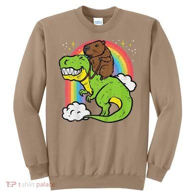 Capybara Riding Trex Dino Cute Capy Rodent Sweatshirt