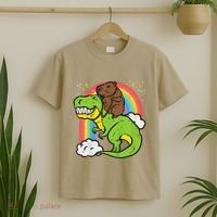 Capybara Riding Trex Dino Cute Capy Rodent T-Shirt thumb 2