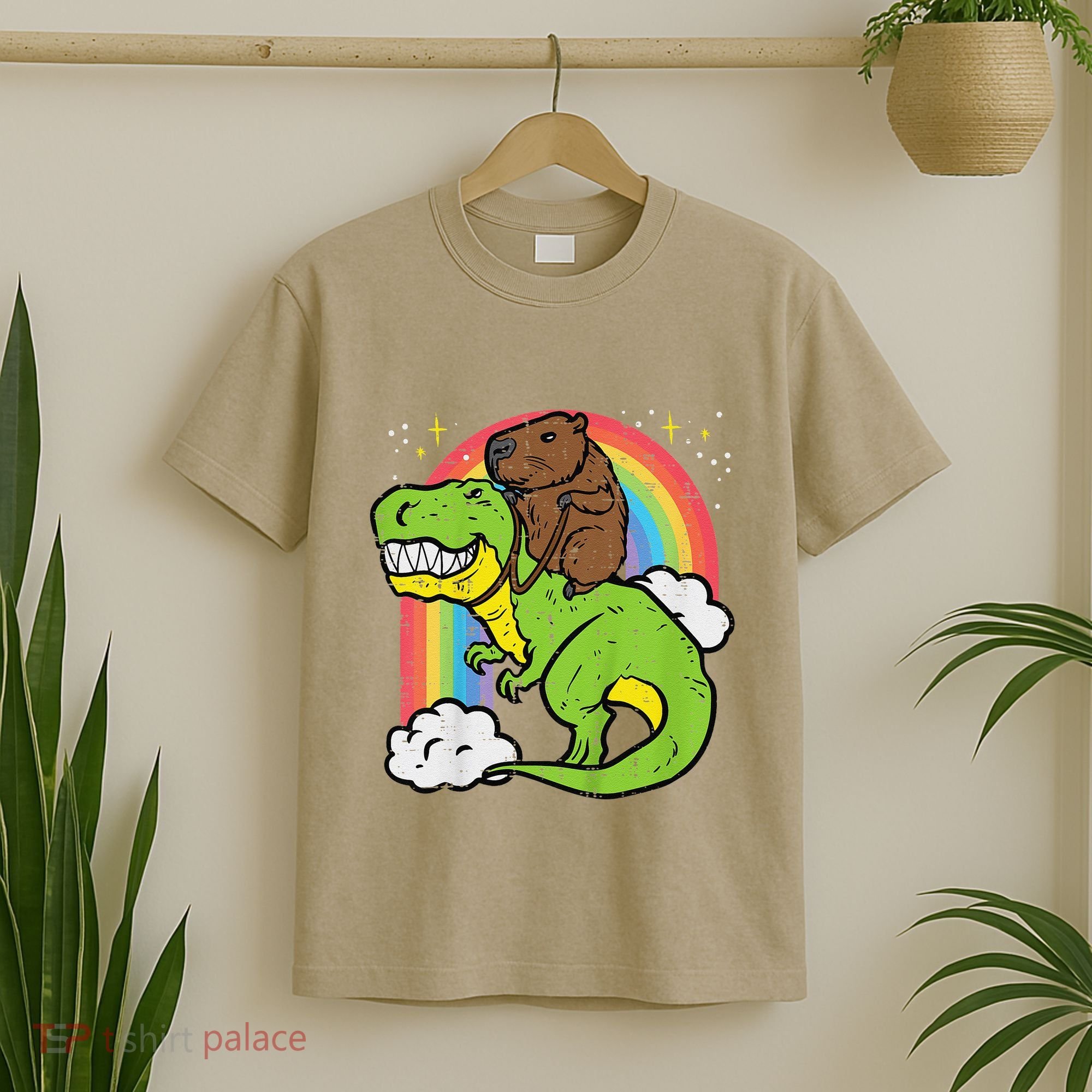 Capybara Riding Trex Dino Cute Capy Rodent T-Shirt