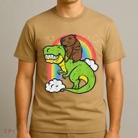 Capybara Riding Trex Dino Cute Capy Rodent T-Shirt thumb 3