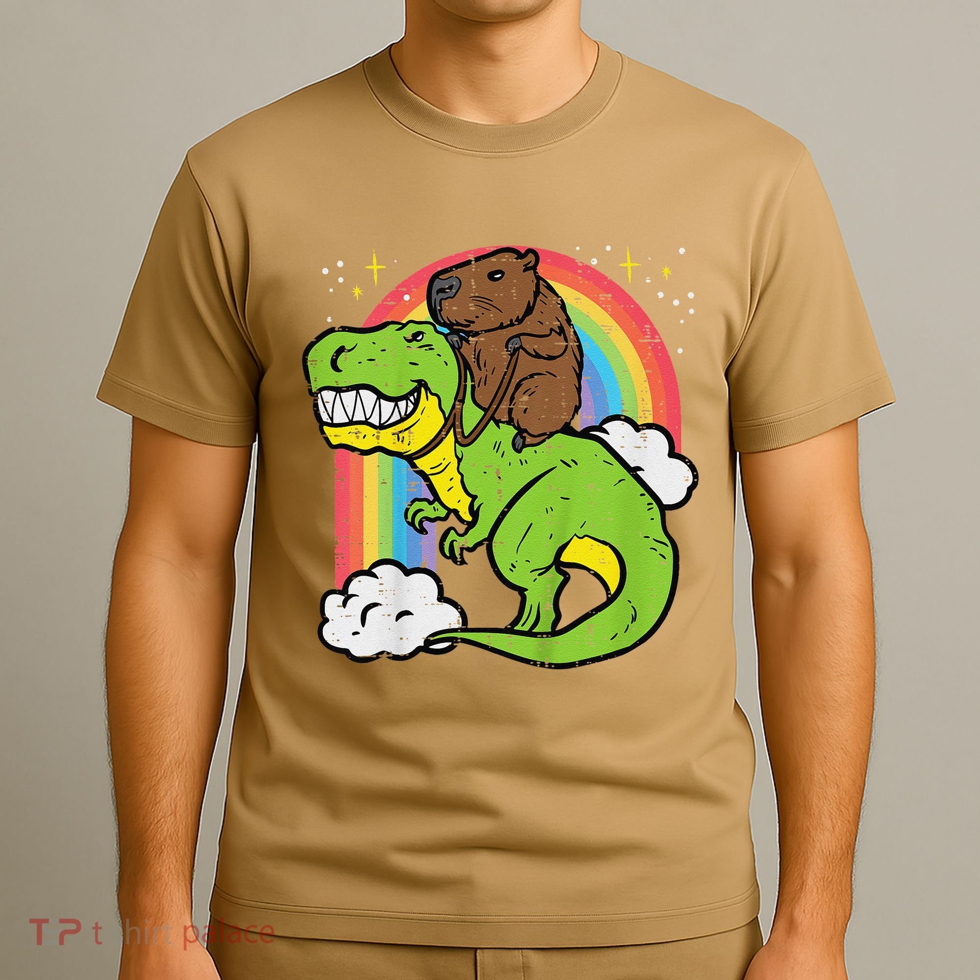 Capybara Riding Trex Dino Cute Capy Rodent T-Shirt