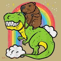 Capybara Riding Trex Dino Cute Capy Rodent Mousepad thumb 1