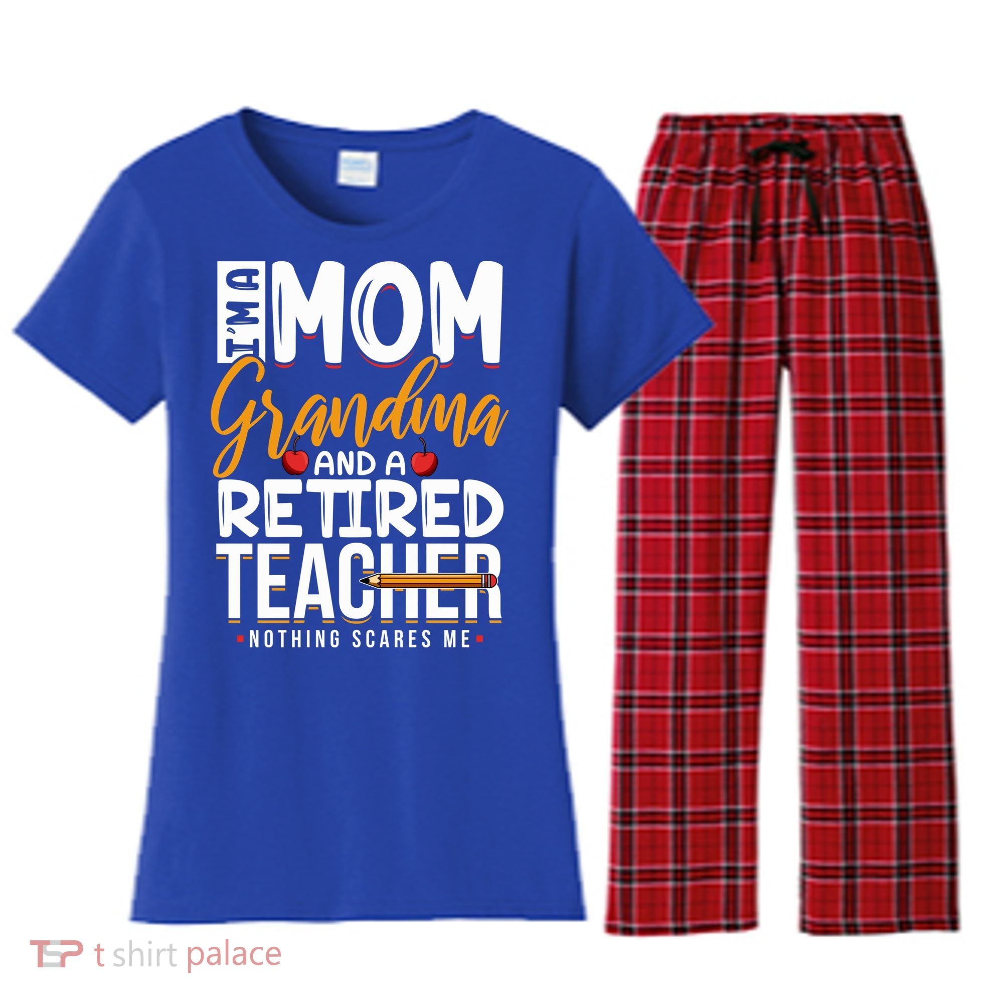 Cute Retired Teacher Full Time Grandma Teachers Cool Gift Women's Flannel Pajama Set