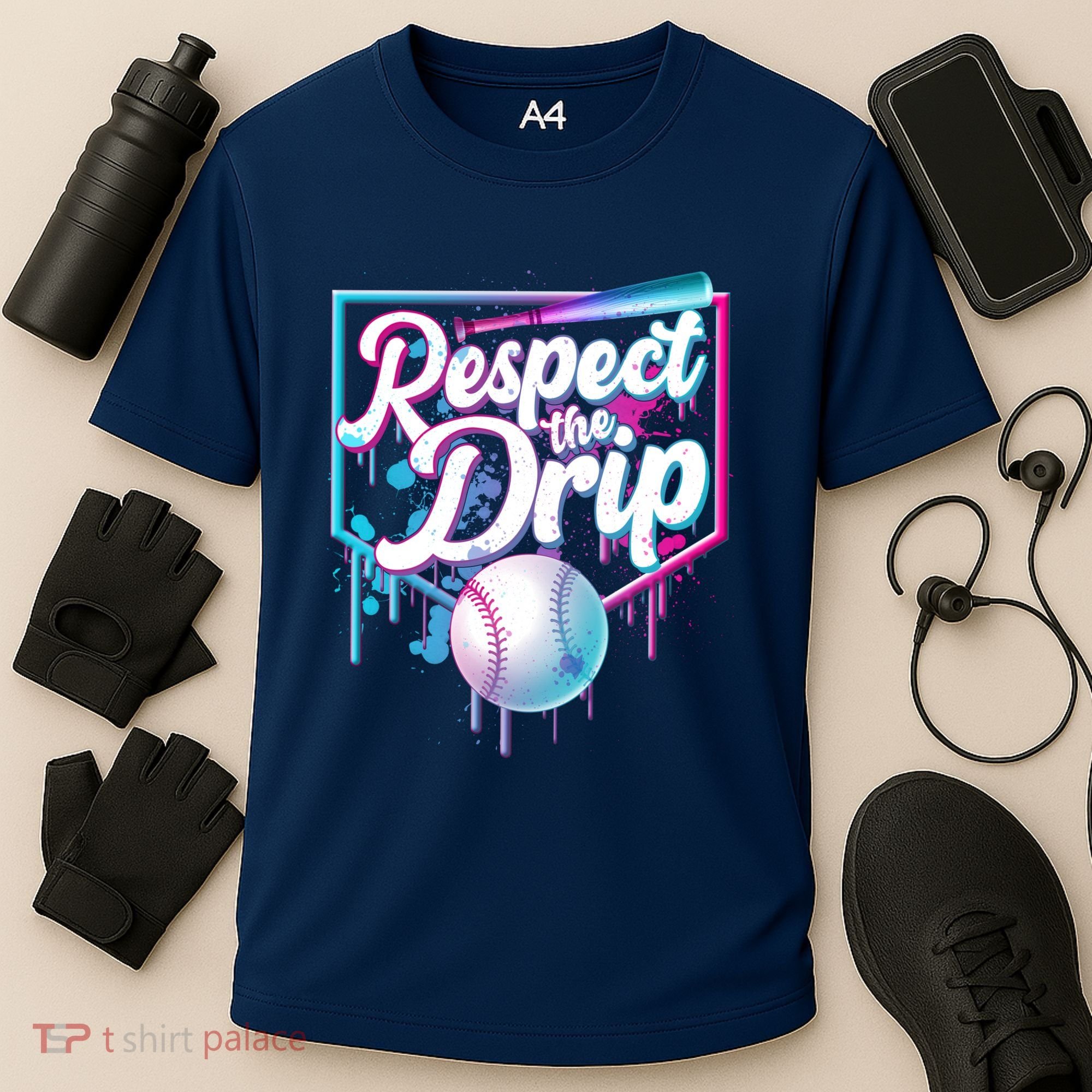 Cool Respect the Drip Icecream Baseball Fan Cooling Performance Crew T-Shirt