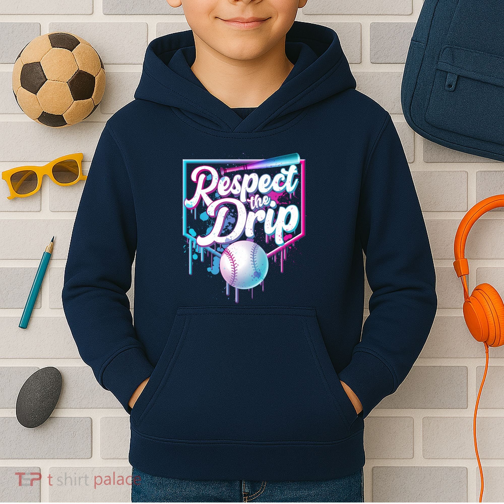 Cool Respect the Drip Icecream Baseball Fan Kids Hoodie
