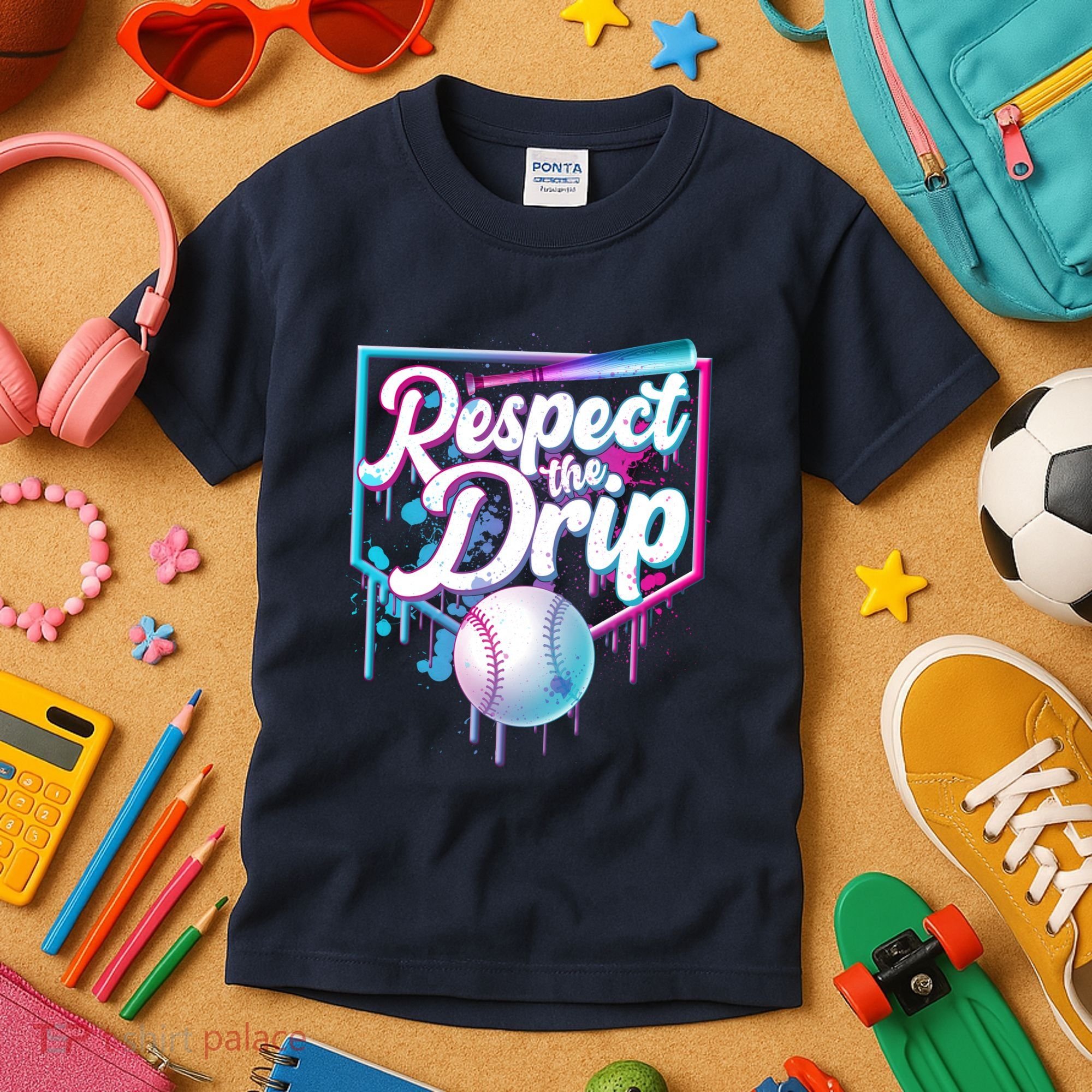 Cool Respect the Drip Icecream Baseball Fan Kids T-Shirt