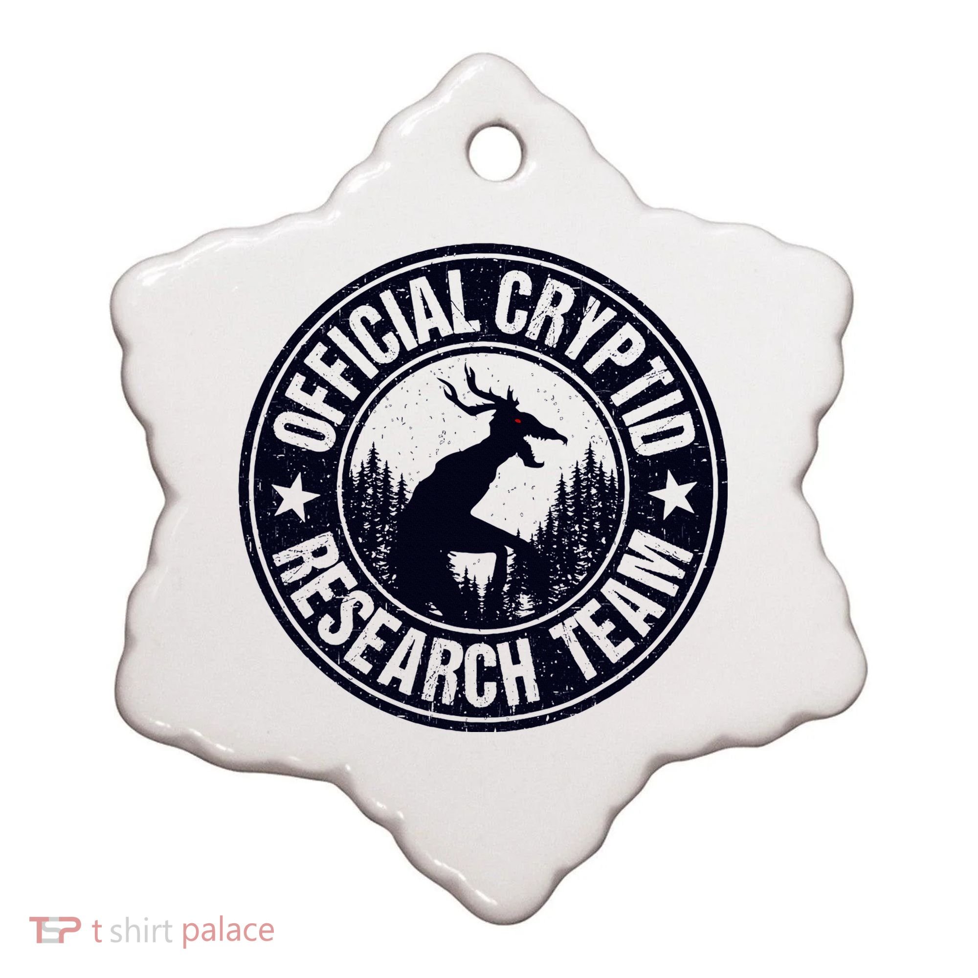 Cryptid Research Team Wendigo Retro Cryptozoology Ceramic Ornament