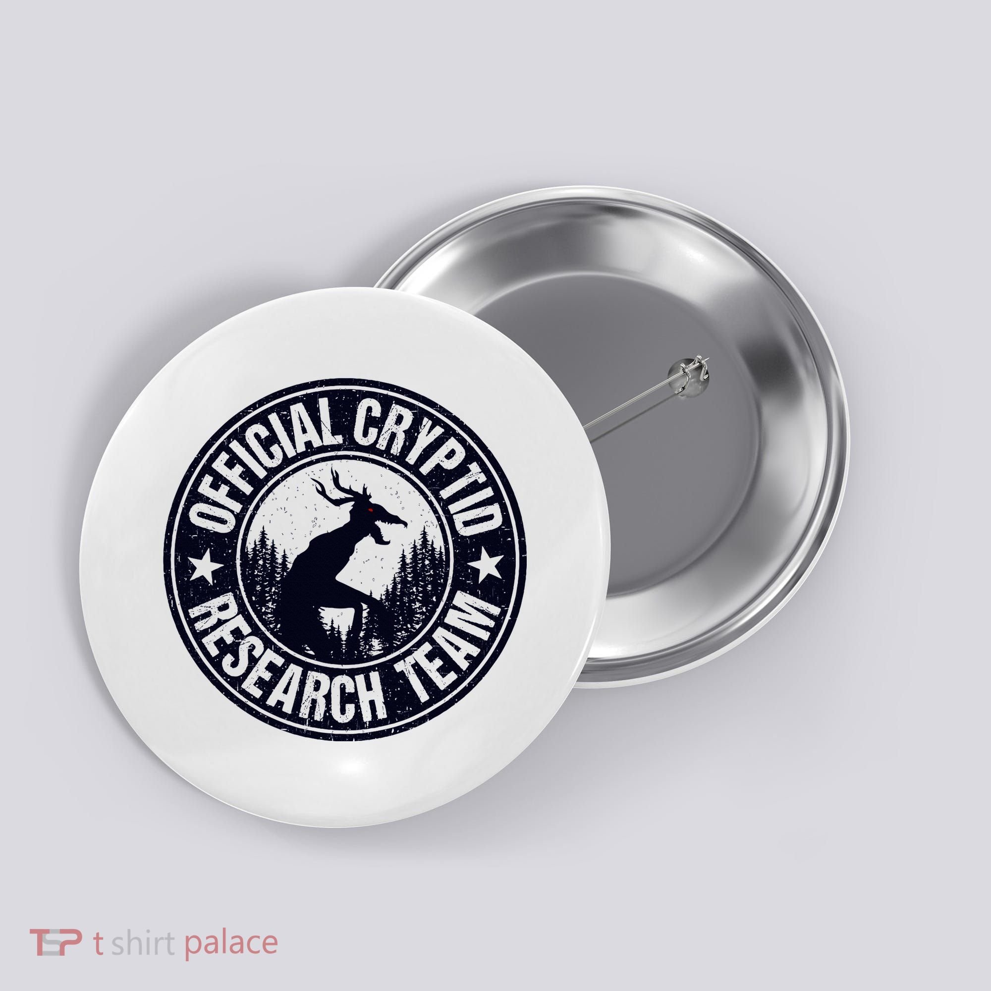 Cryptid Research Team Wendigo Retro Cryptozoology Button