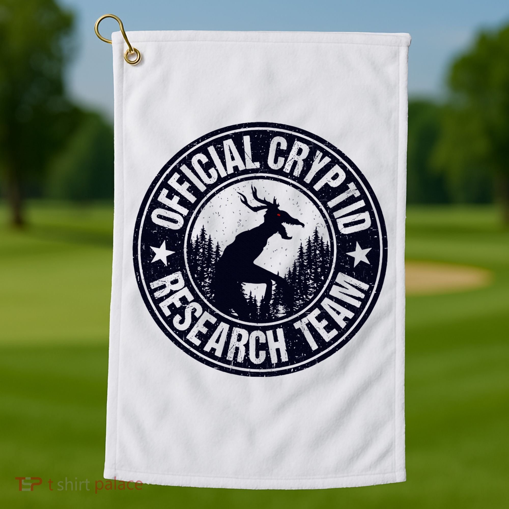 Cryptid Research Team Wendigo Retro Cryptozoology Golf Towel