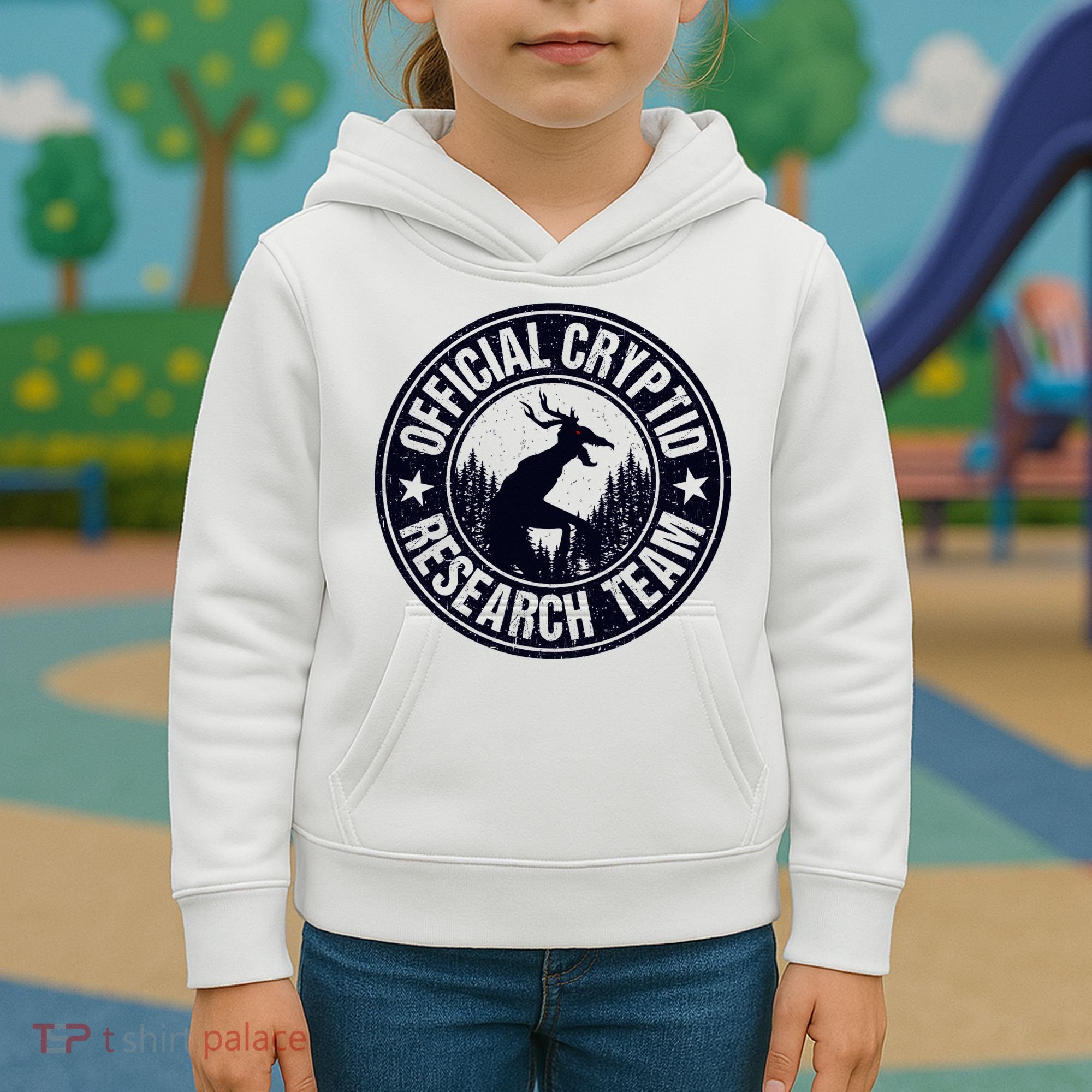 Cryptid Research Team Wendigo Retro Cryptozoology Kids Hoodie
