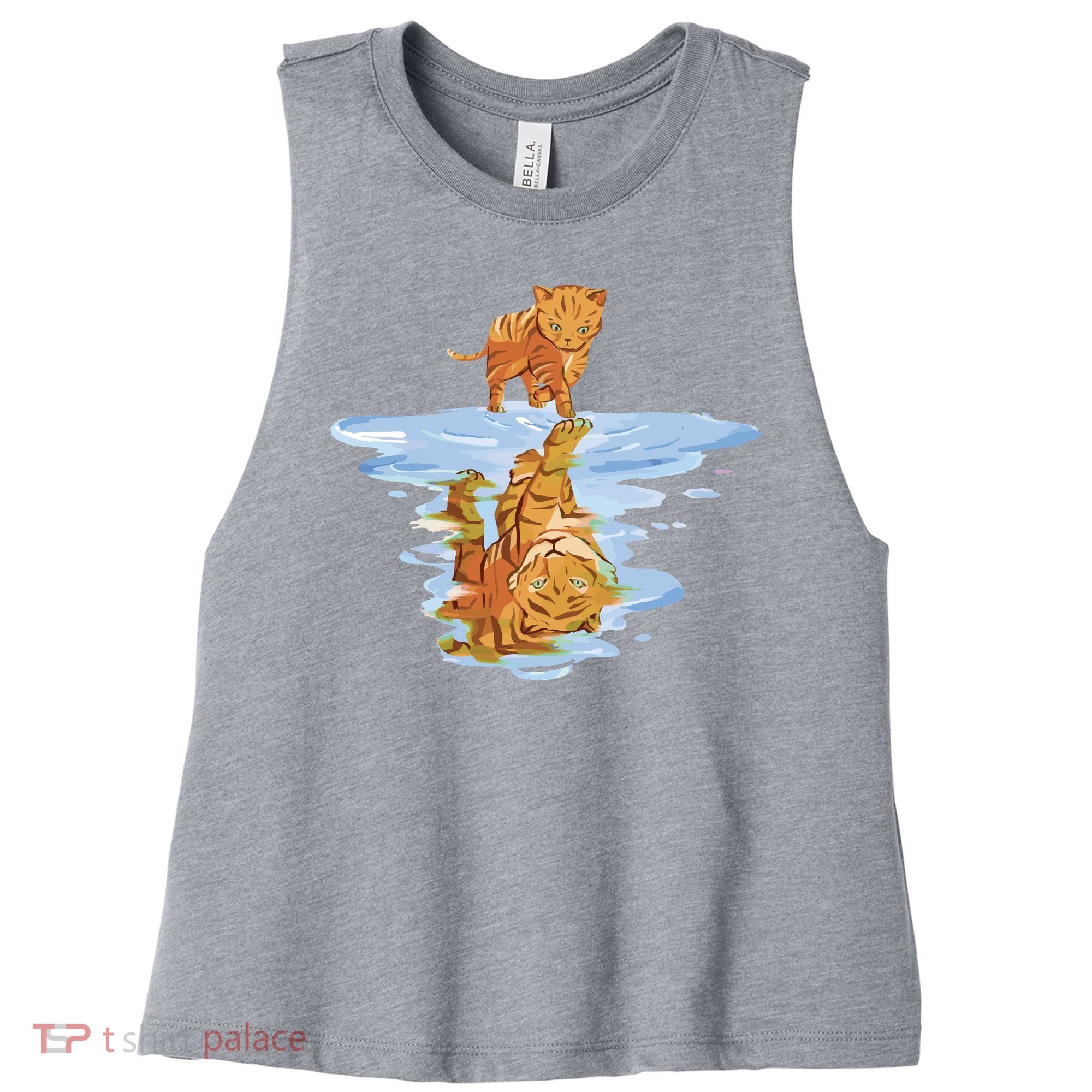 Cat Reflecting Tiger Women's Racerback Cropped Tank
