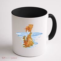 Cat Reflecting Tiger Coffee Mug thumb 1