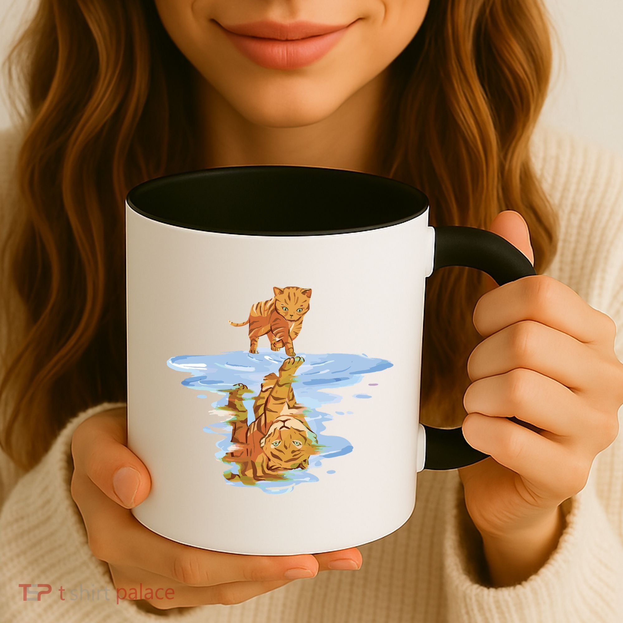 Cat Reflecting Tiger Coffee Mug
