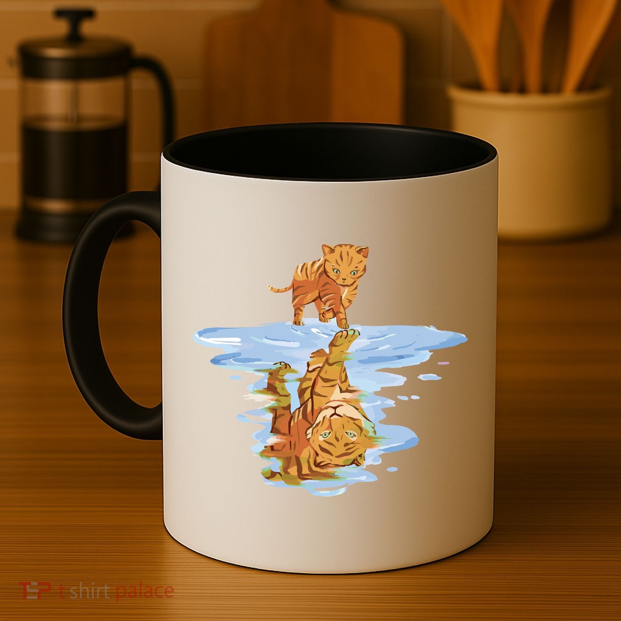 Cat Reflecting Tiger Coffee Mug