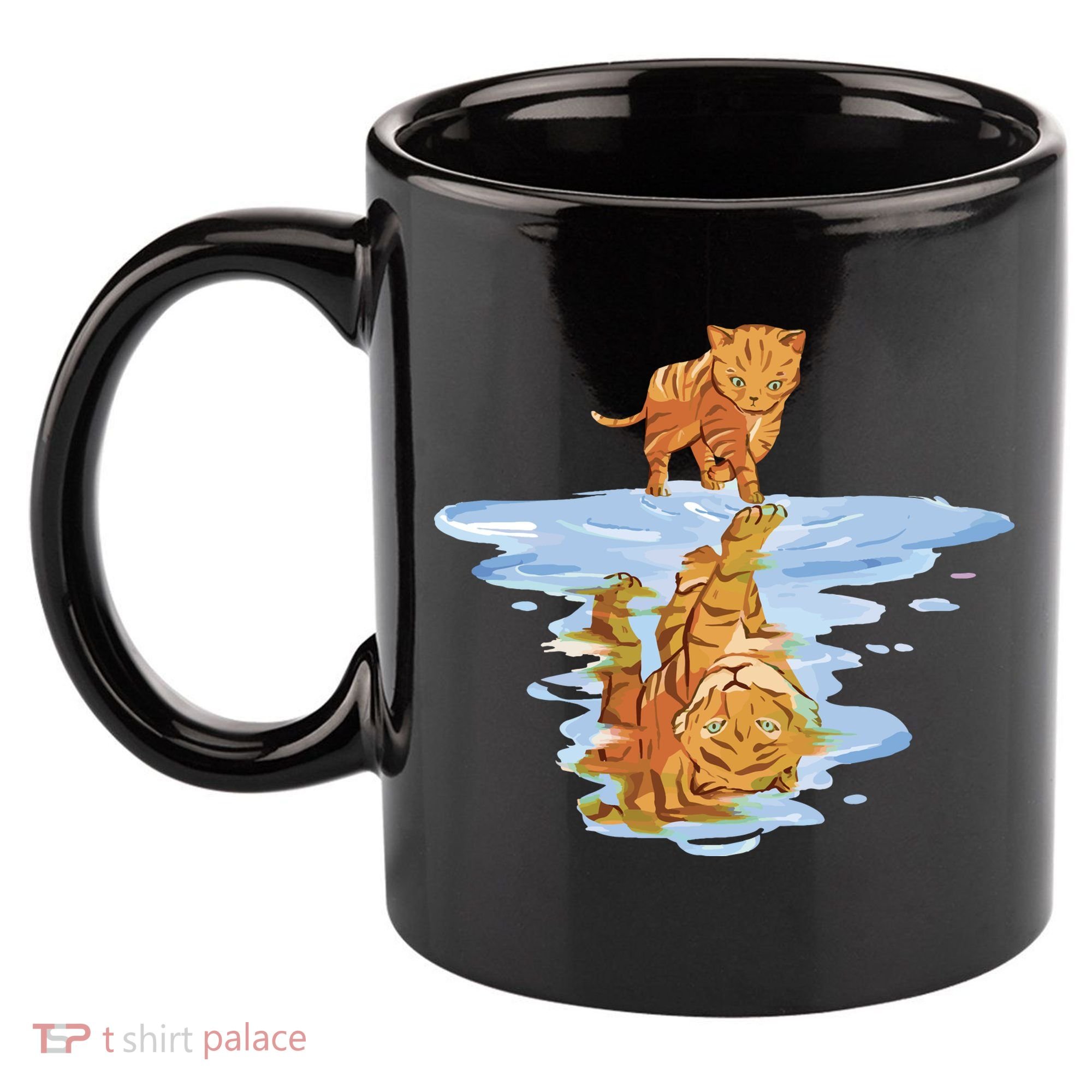Cat Reflecting Tiger 11oz C Handle Ceramic Mug
