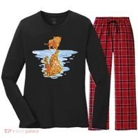 Cat Reflecting Tiger Women's Long Sleeve Flannel Pajama Set  thumb 0