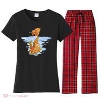 Cat Reflecting Tiger Women's Flannel Pajama Set thumb 0