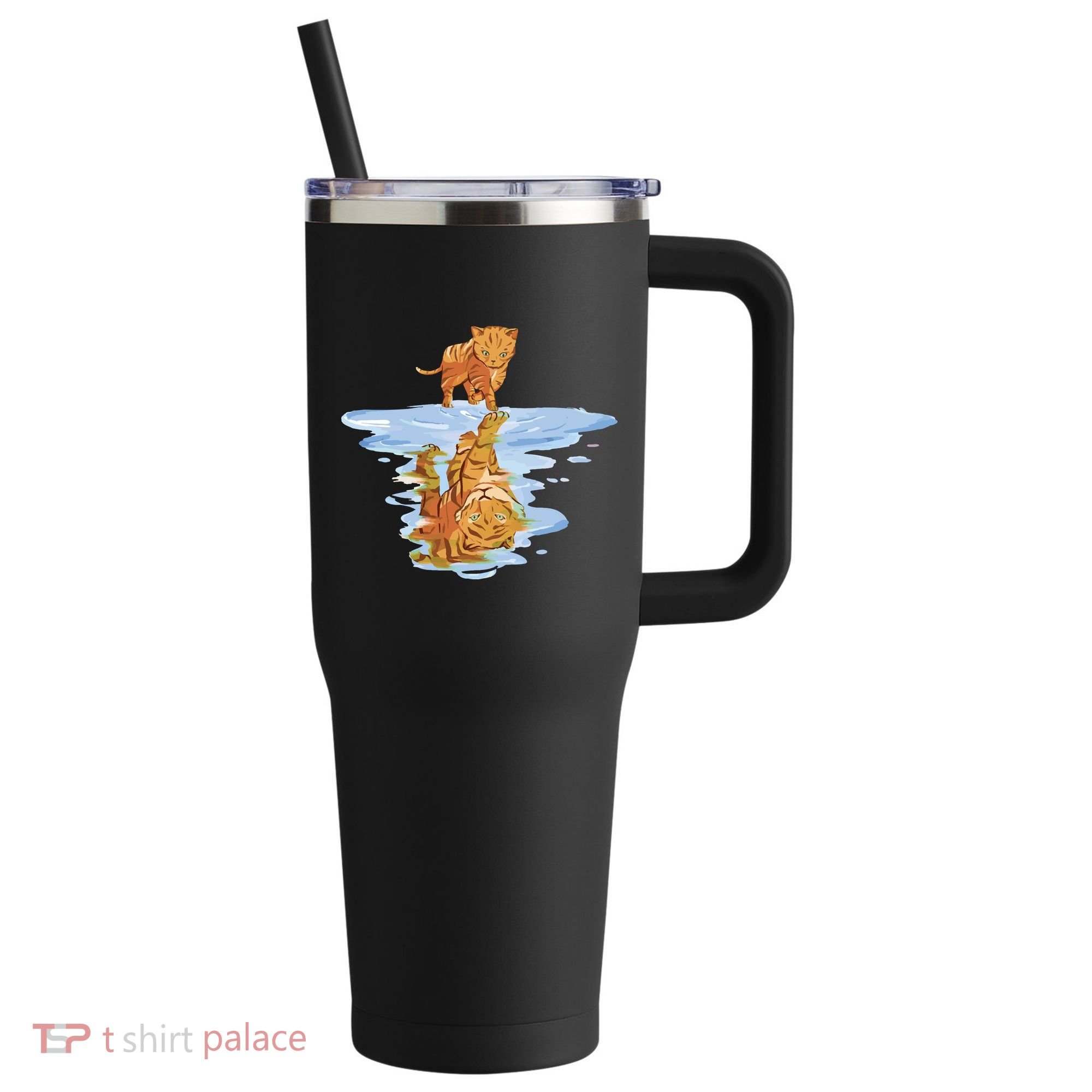 Cat Reflecting Tiger 40oz Vacuum Insulated Stainless Steel Travel Tumbler