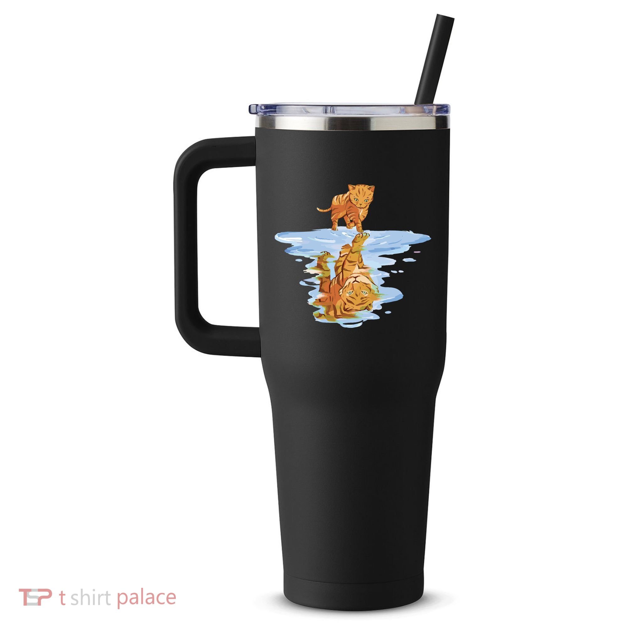 Cat Reflecting Tiger 40oz Vacuum Insulated Stainless Steel Travel Tumbler