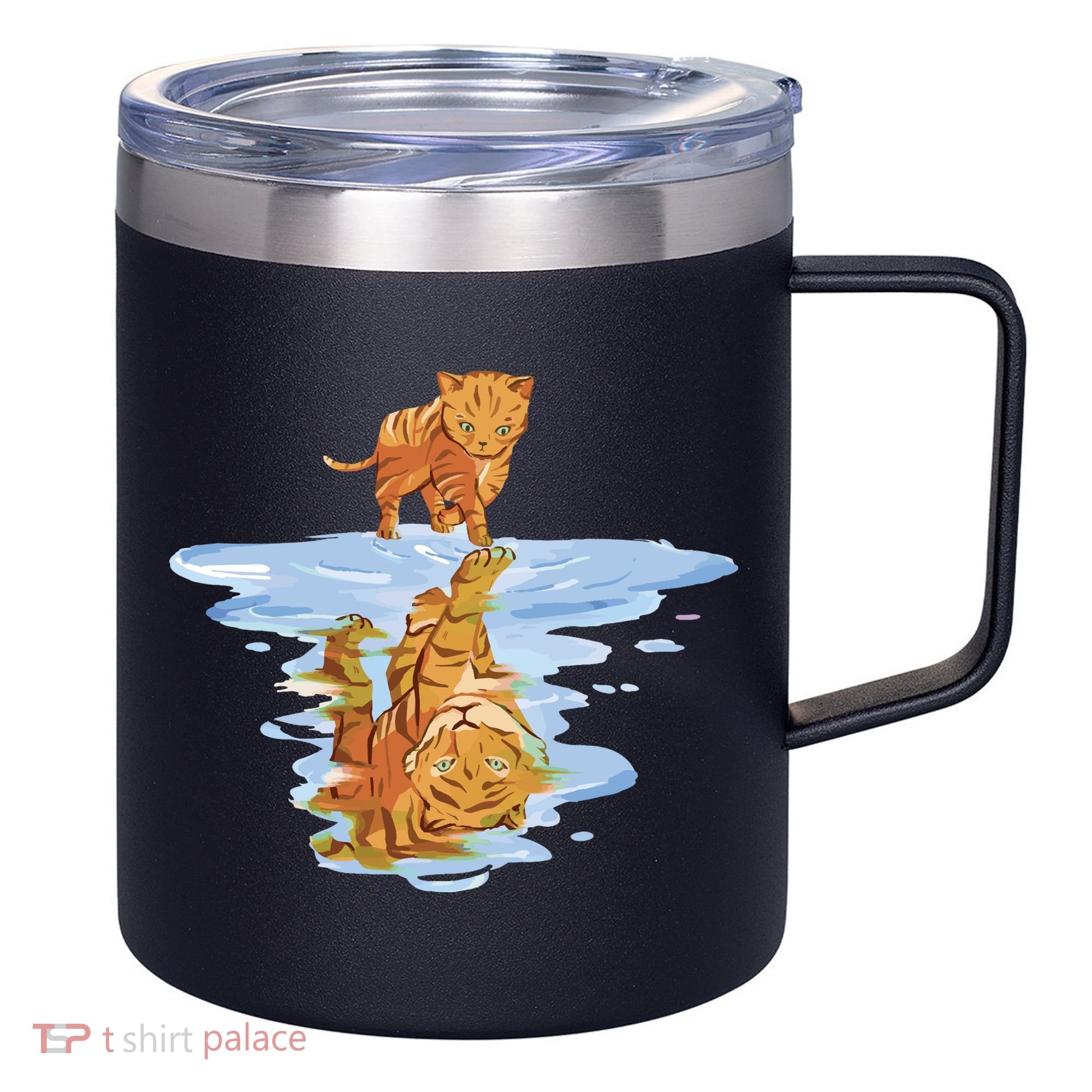 Cat Reflecting Tiger 12oz Stainless Steel Coffee Mug