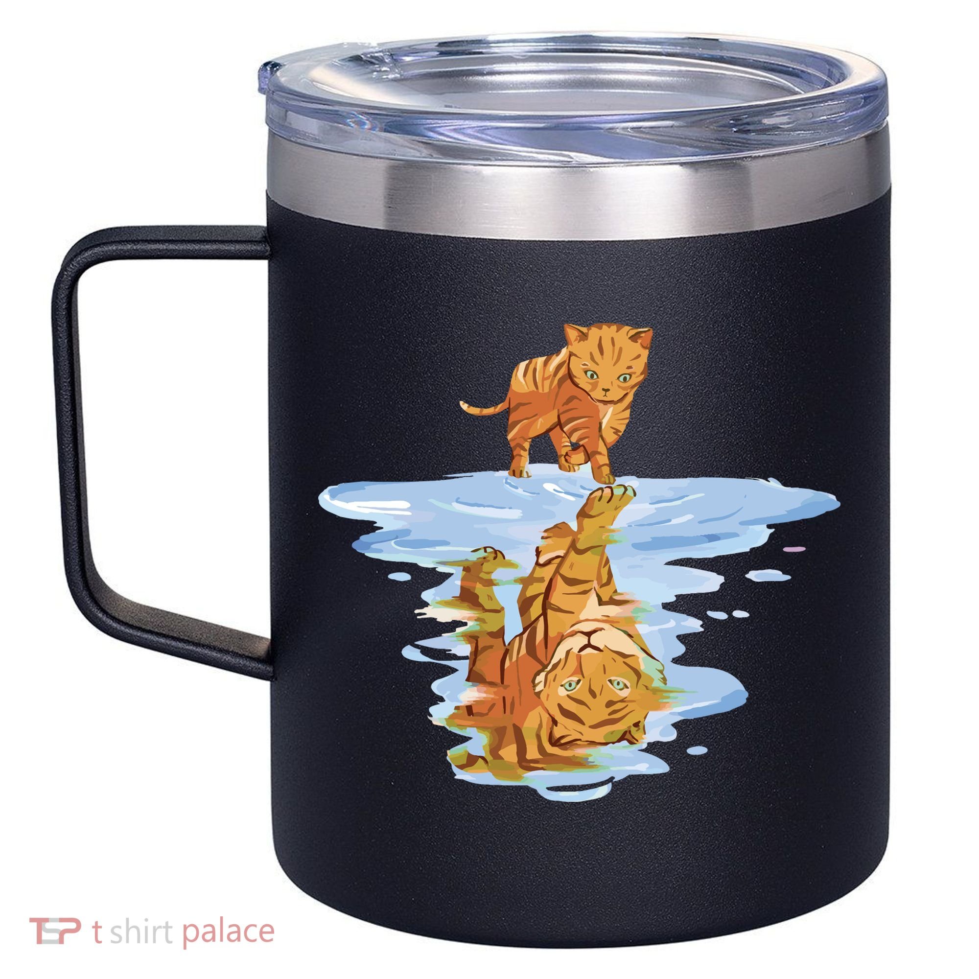 Cat Reflecting Tiger 12oz Stainless Steel Coffee Mug