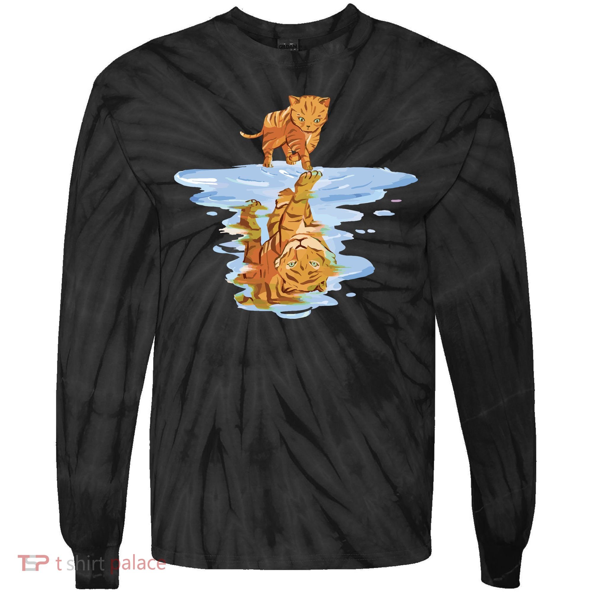 Cat Reflecting Tiger Tie-Dye Long Sleeve Shirt