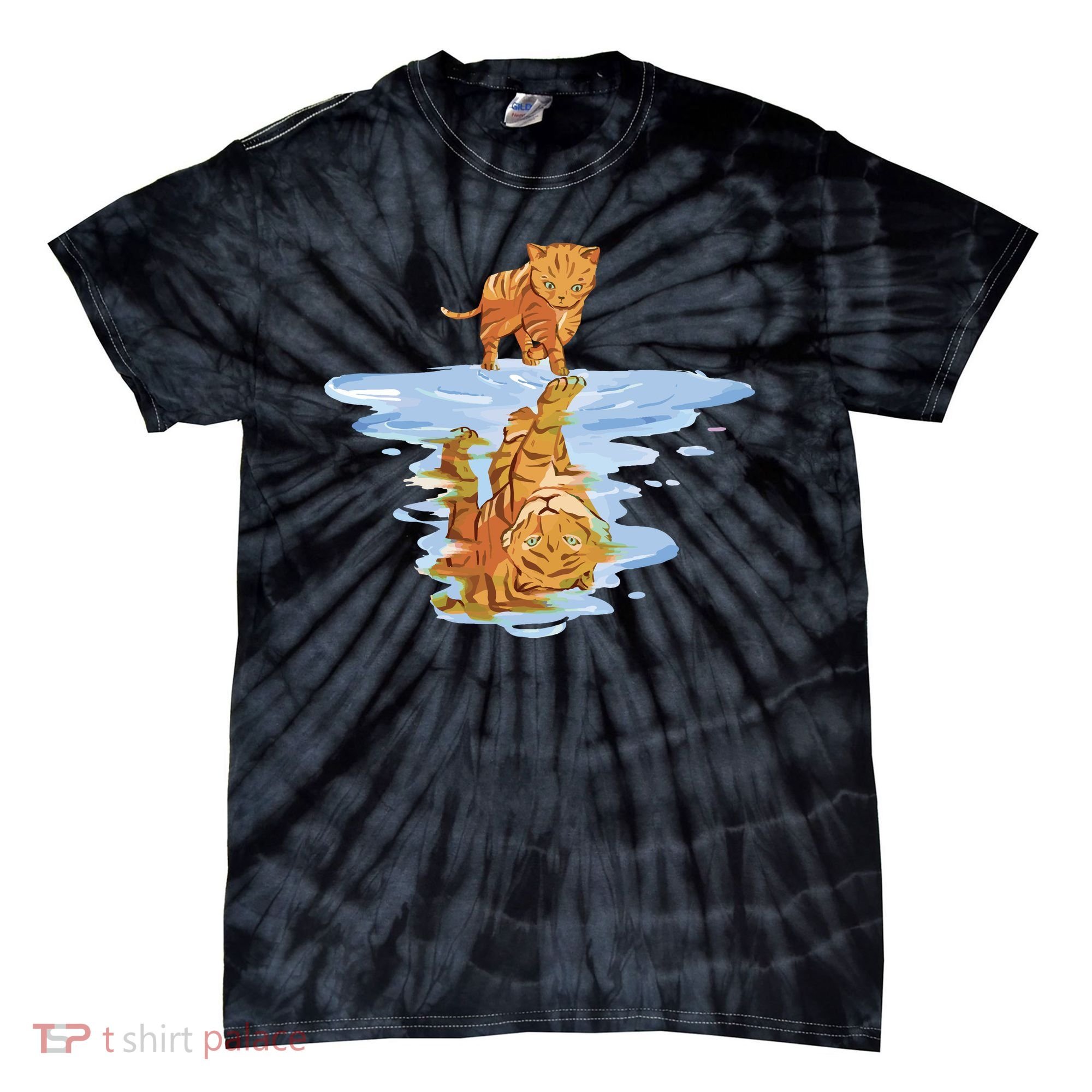 Cat Reflecting Tiger Tie-Dye T-Shirt
