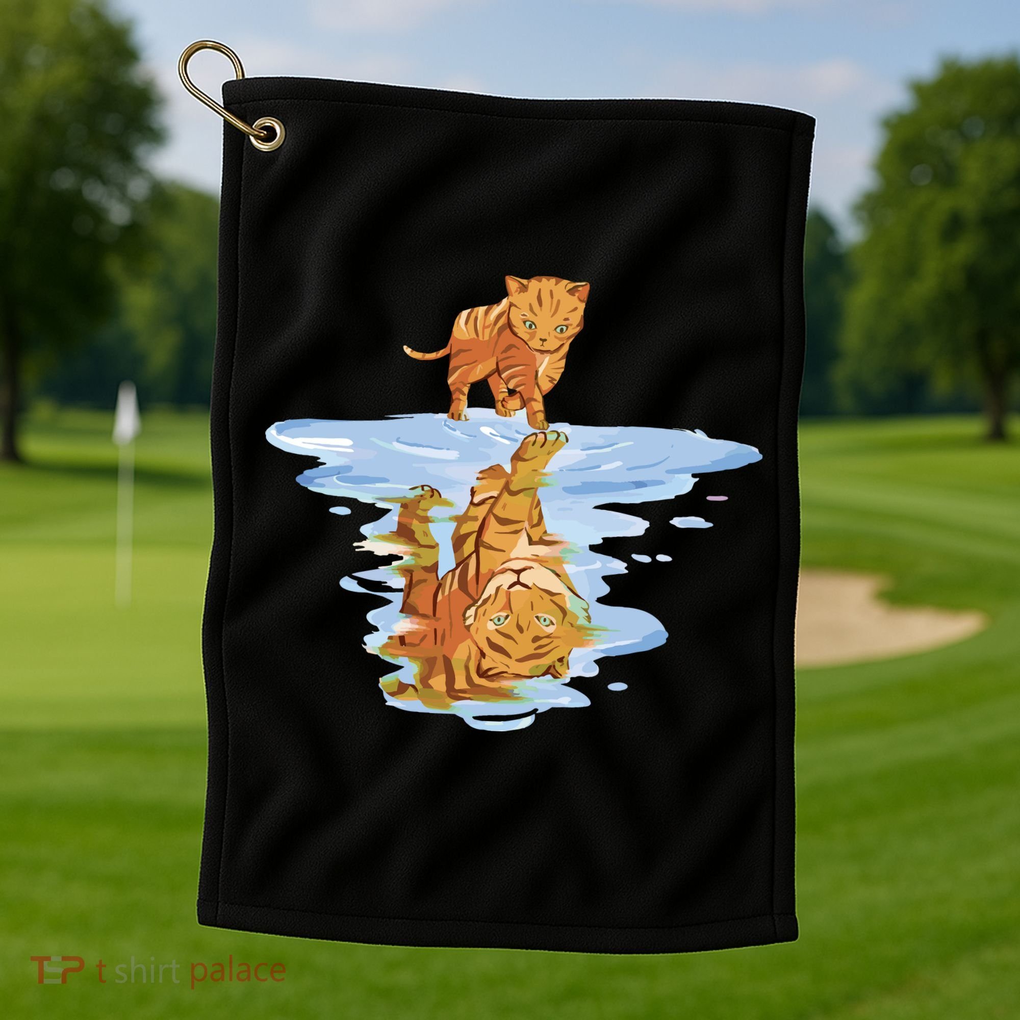 Cat Reflecting Tiger Golf Towel