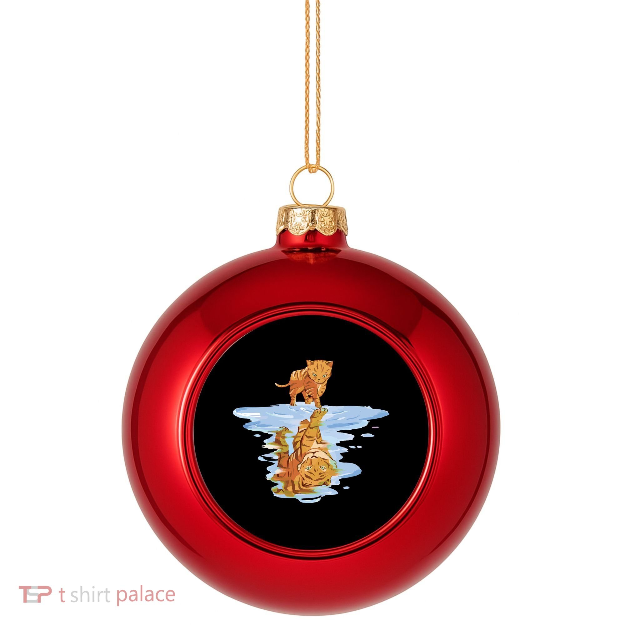 Cat Reflecting Tiger Plastic Christmas Ball Ornament