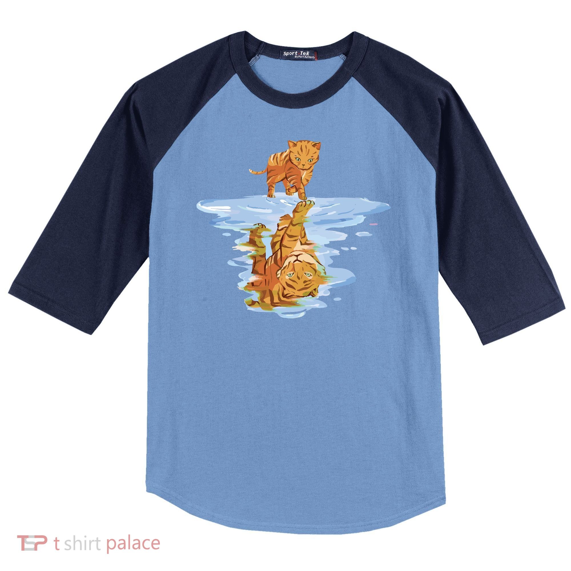 Cat Reflecting Tiger Raglan Baseball Sleeve Shirt