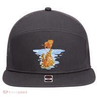 Cat Reflecting Tiger 7 Panel Mesh Trucker Snapback Hat thumb 0