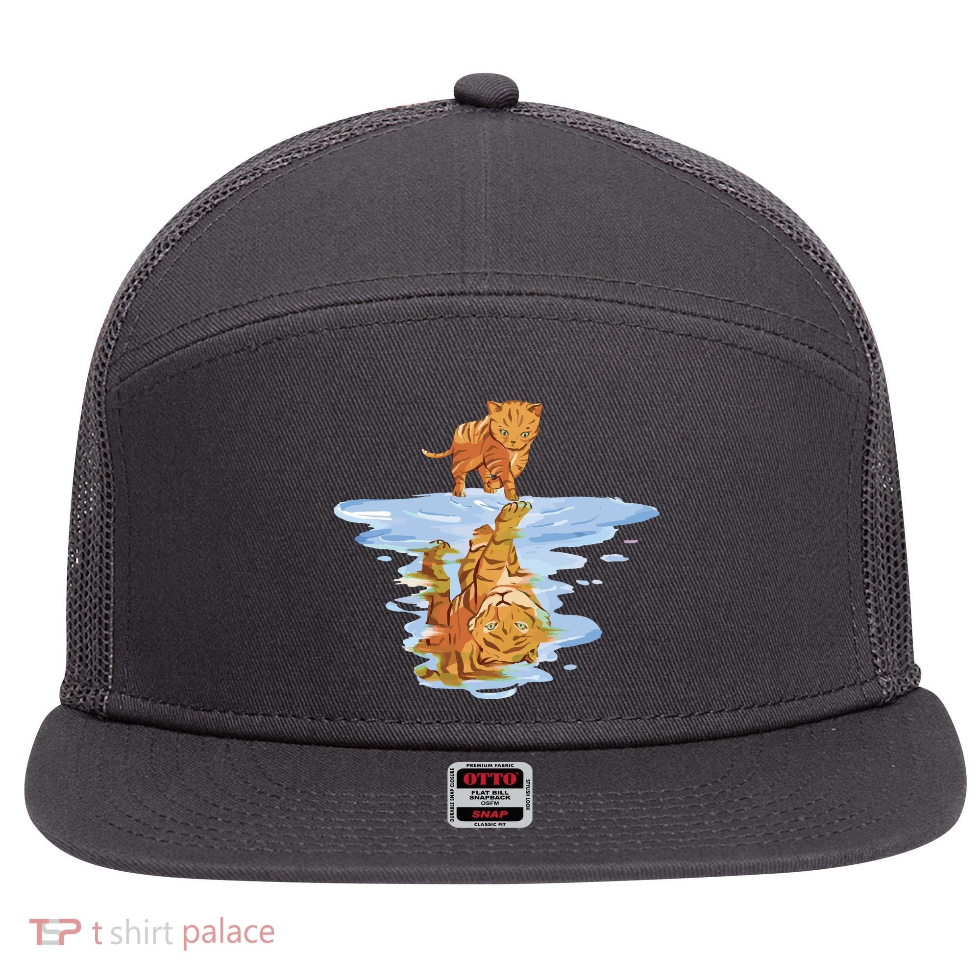 Cat Reflecting Tiger 7 Panel Mesh Trucker Snapback Hat