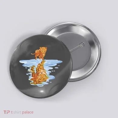 Cat Reflecting Tiger Button