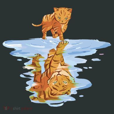 Cat Reflecting Tiger Button