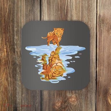 Cat Reflecting Tiger Coaster