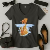 Cat Reflecting Tiger Women's V-Neck T-Shirt thumb 2
