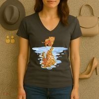 Cat Reflecting Tiger Women's V-Neck T-Shirt thumb 3