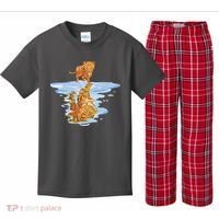Cat Reflecting Tiger Kids Plaid Pajama Set thumb 0